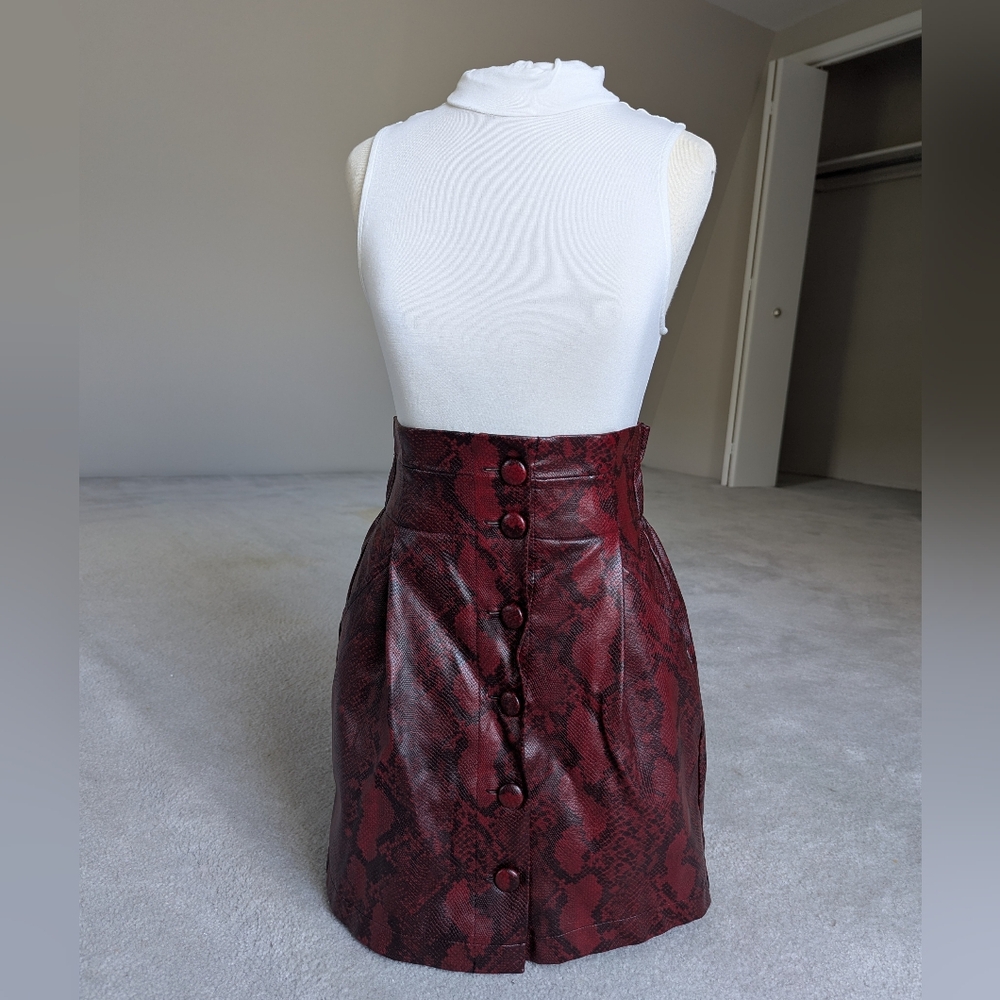 Zara Faux Leather Snake Skin High-Rise Skirt